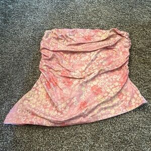 SHEIN Pink Floral Strapless Top